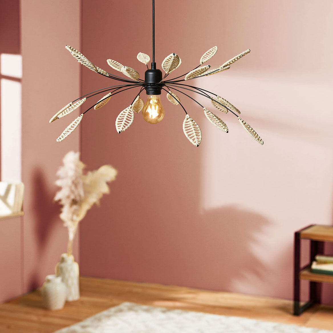 Hanglamp Metaal en Bloemblaadjes (D60 cm) Ellisse Natuurlijk