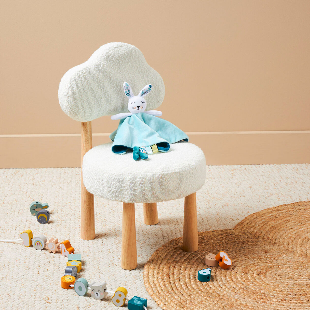 Silla para niño en madera rizado (35 cm) Odette Blanco