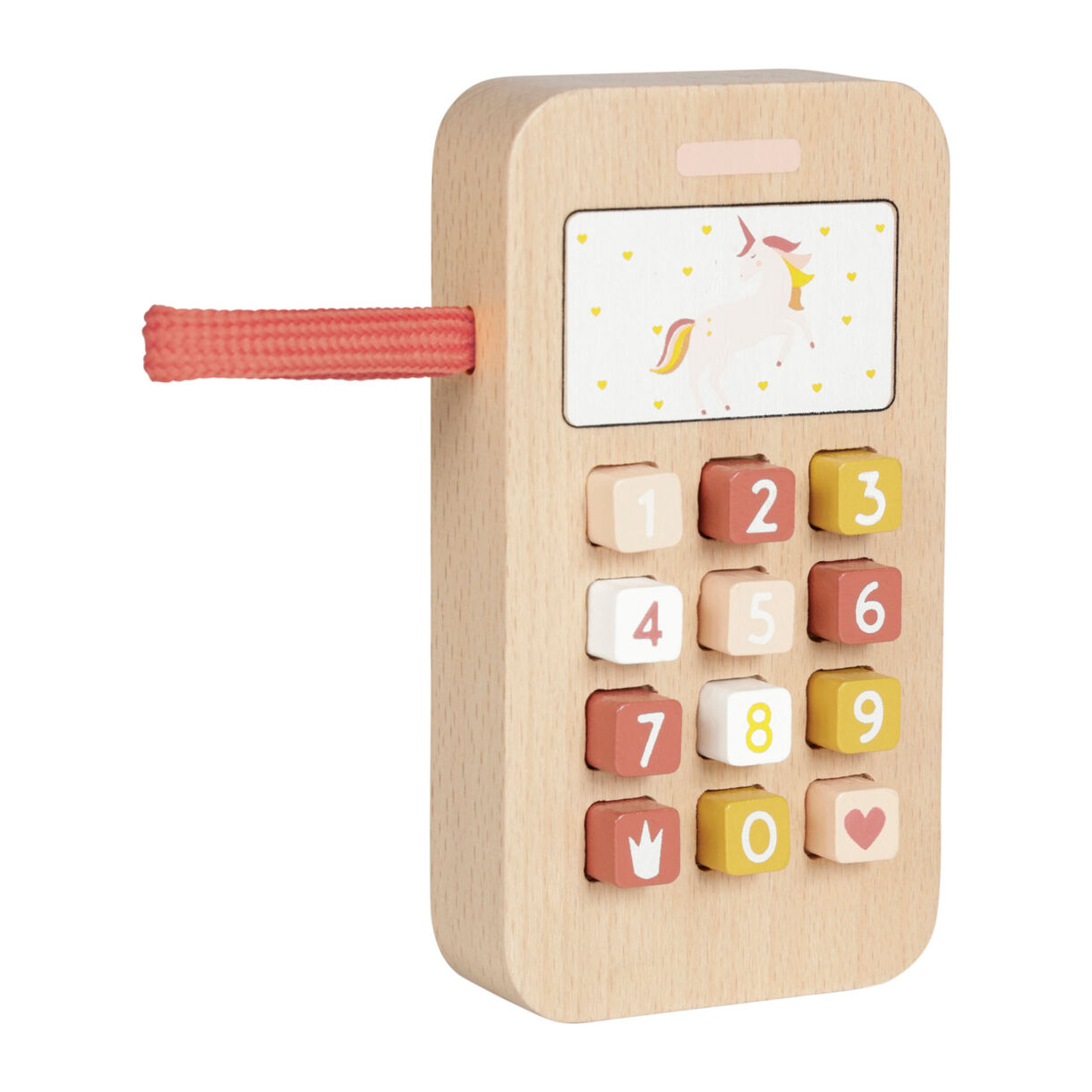 Kindertelefoon hout (11 cm) Phone Meerkleurig