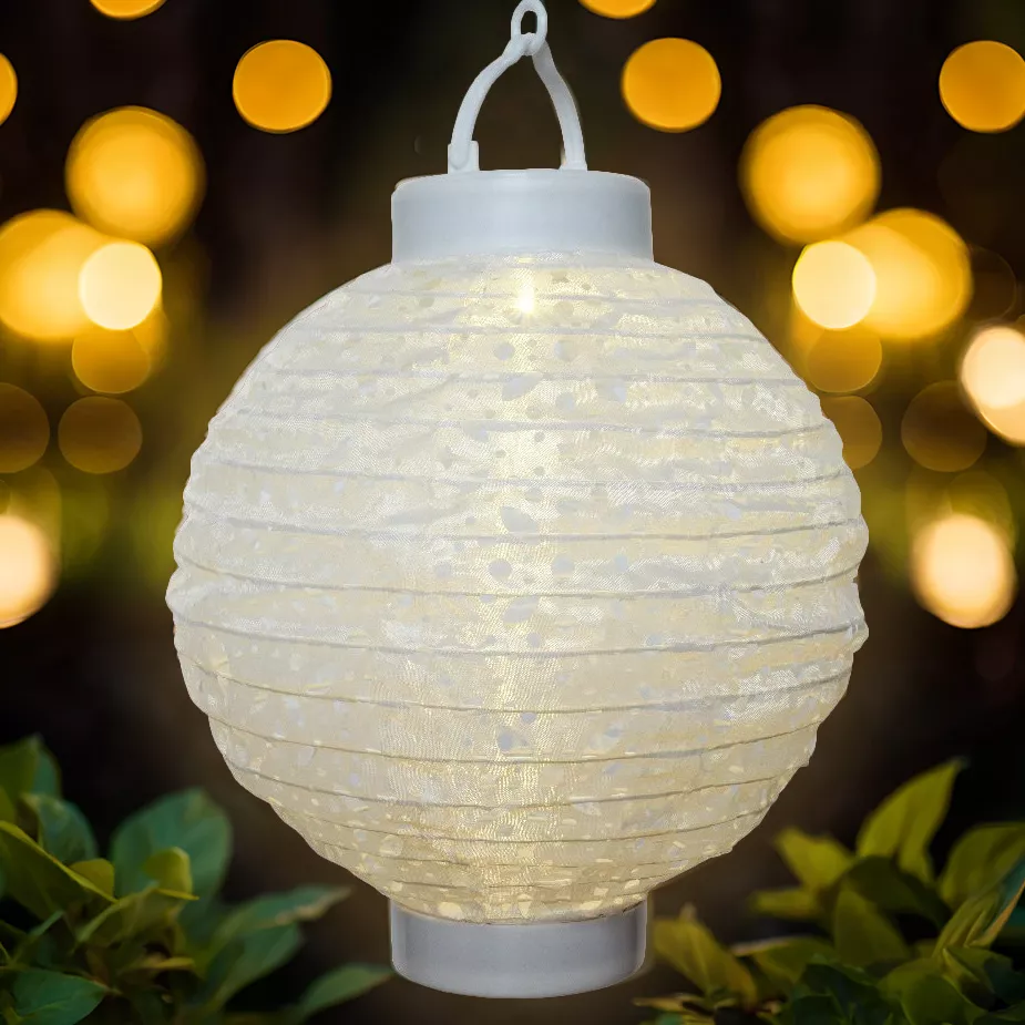 Lanterne chinoise solaire LED Boule - Blanc chaud 1