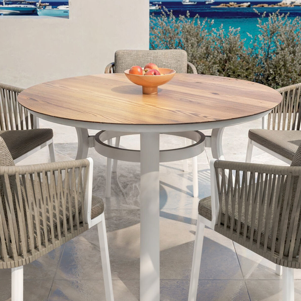 Mesa de jardín redonda en aluminio  6 lugares (D120 cm) Amalfi - Blanco