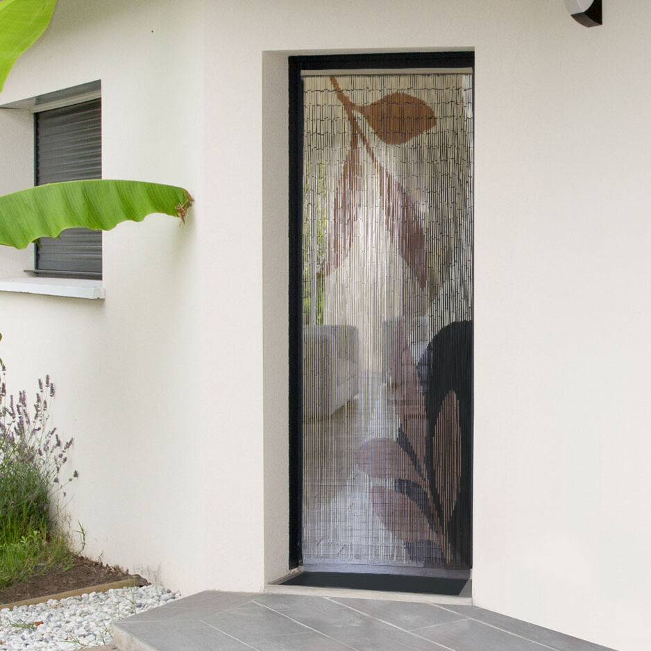 Cortina para puerta bambú (90 x 200 cm) Abstraction Beige