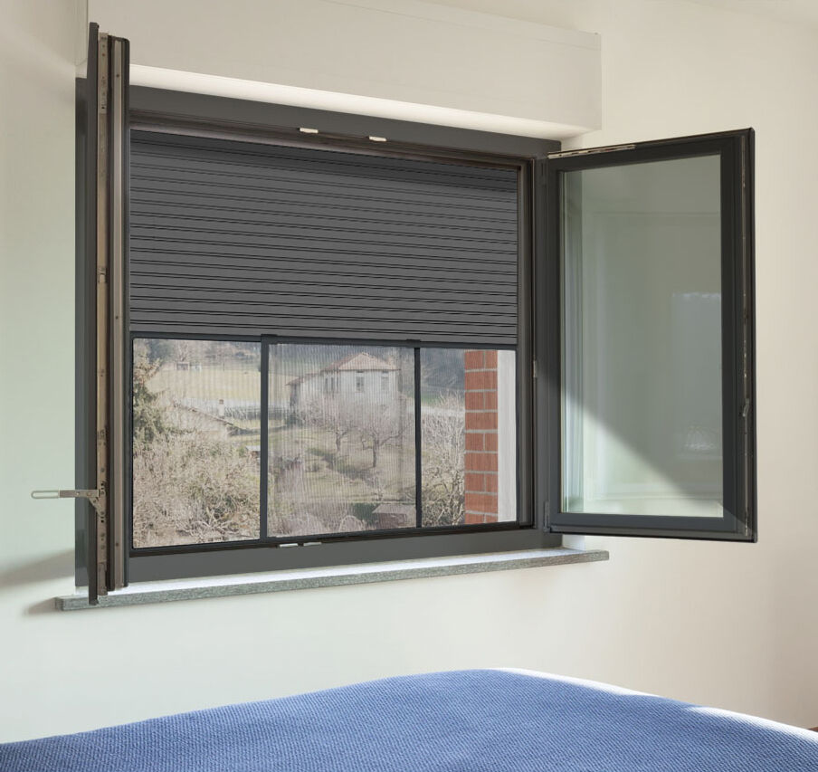 Moustiquaire fenêtre enroulable à cadre extensible (70/130 x 50 cm) Moustyk Gris