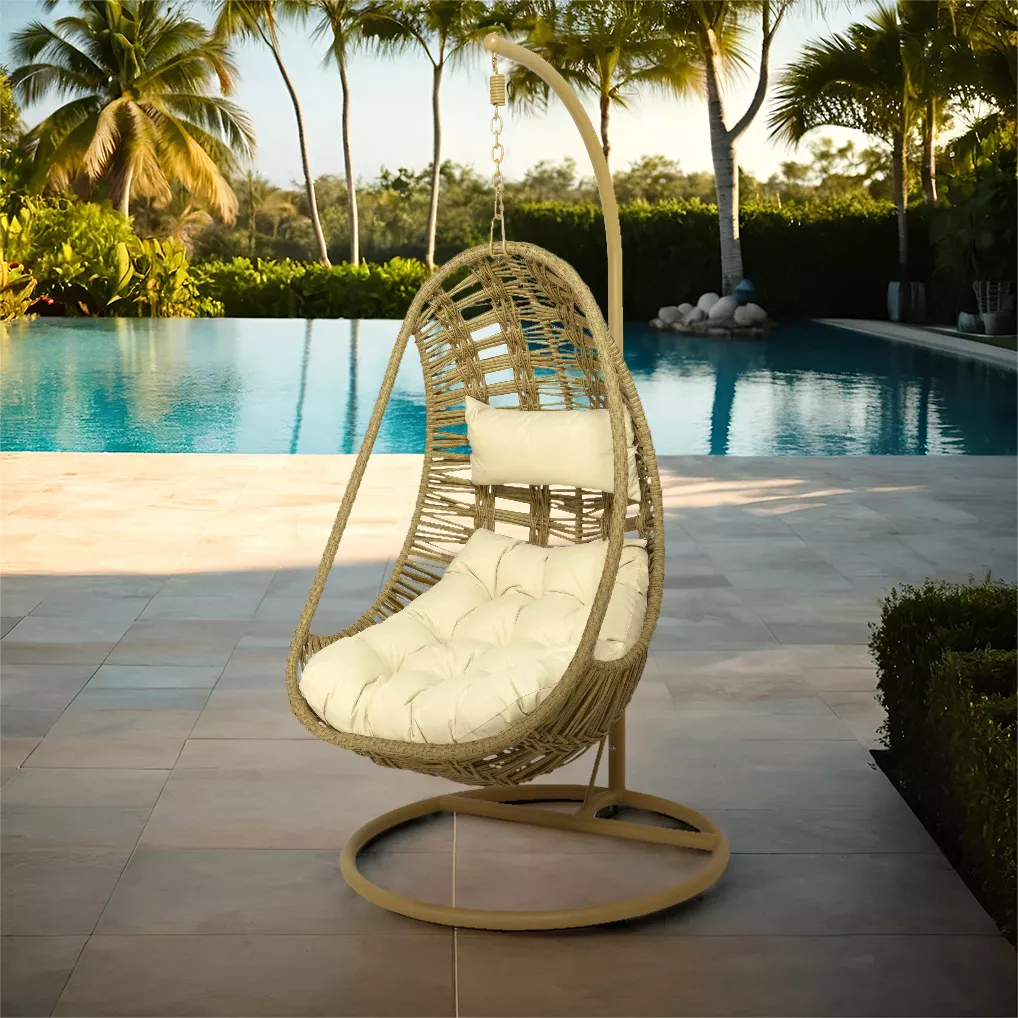 Hängekorbsessel aus Polyrattan Manila - Naturfarben