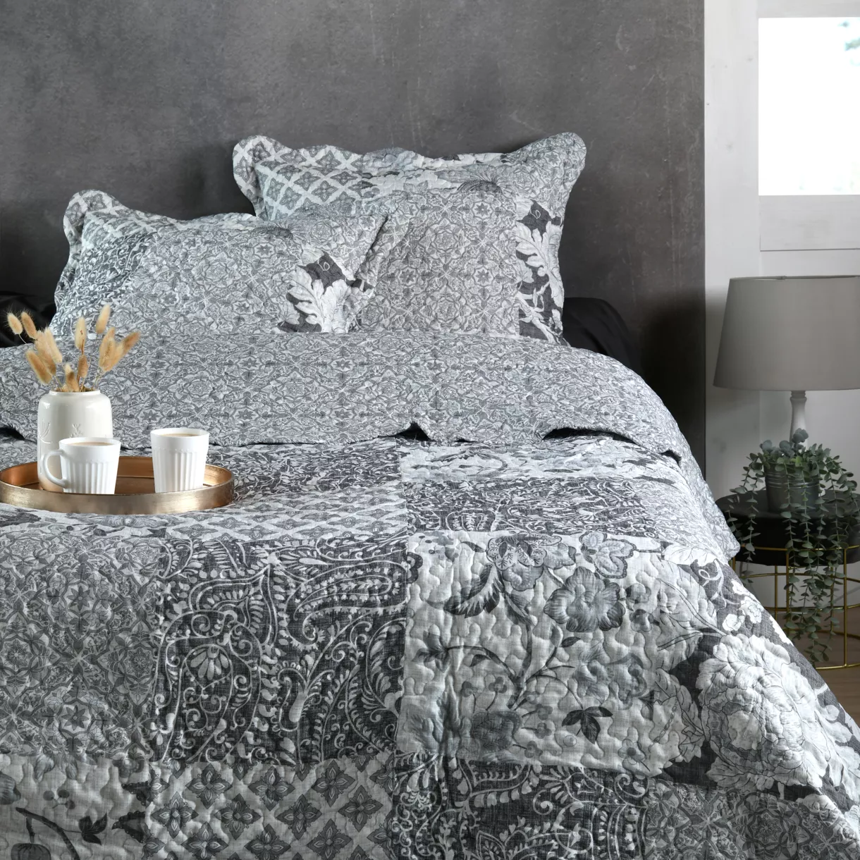 Colcha y funda de almohada (180 x 240 cm) Octavia Gris