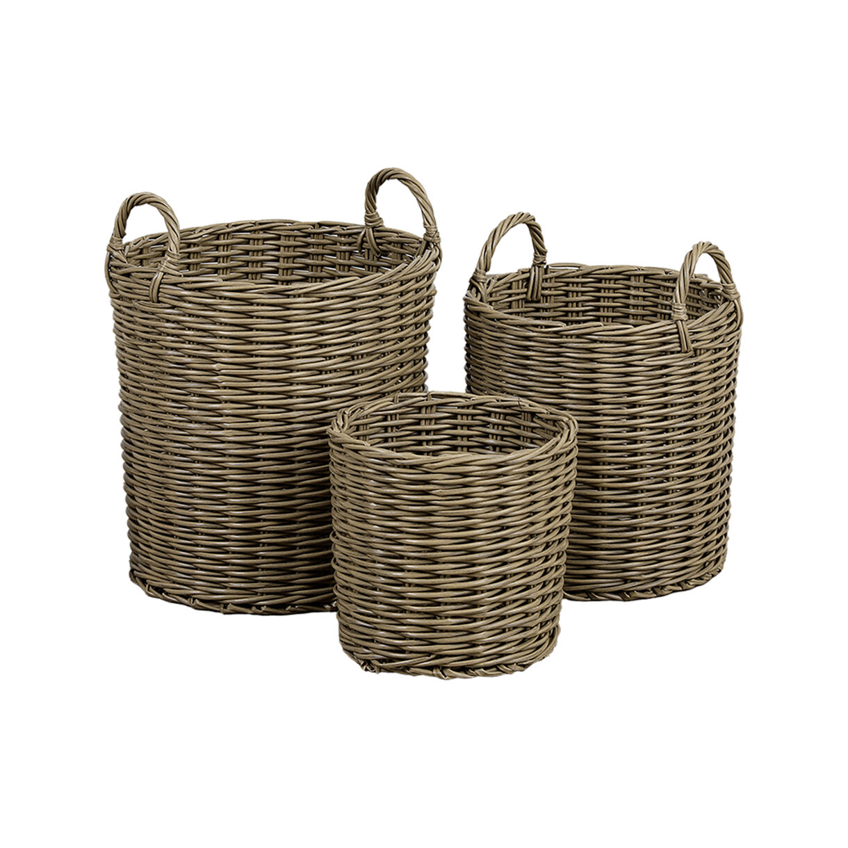 Juego de 3 cestas para ropa en mimbre (H87 cm) Milano Natural topo