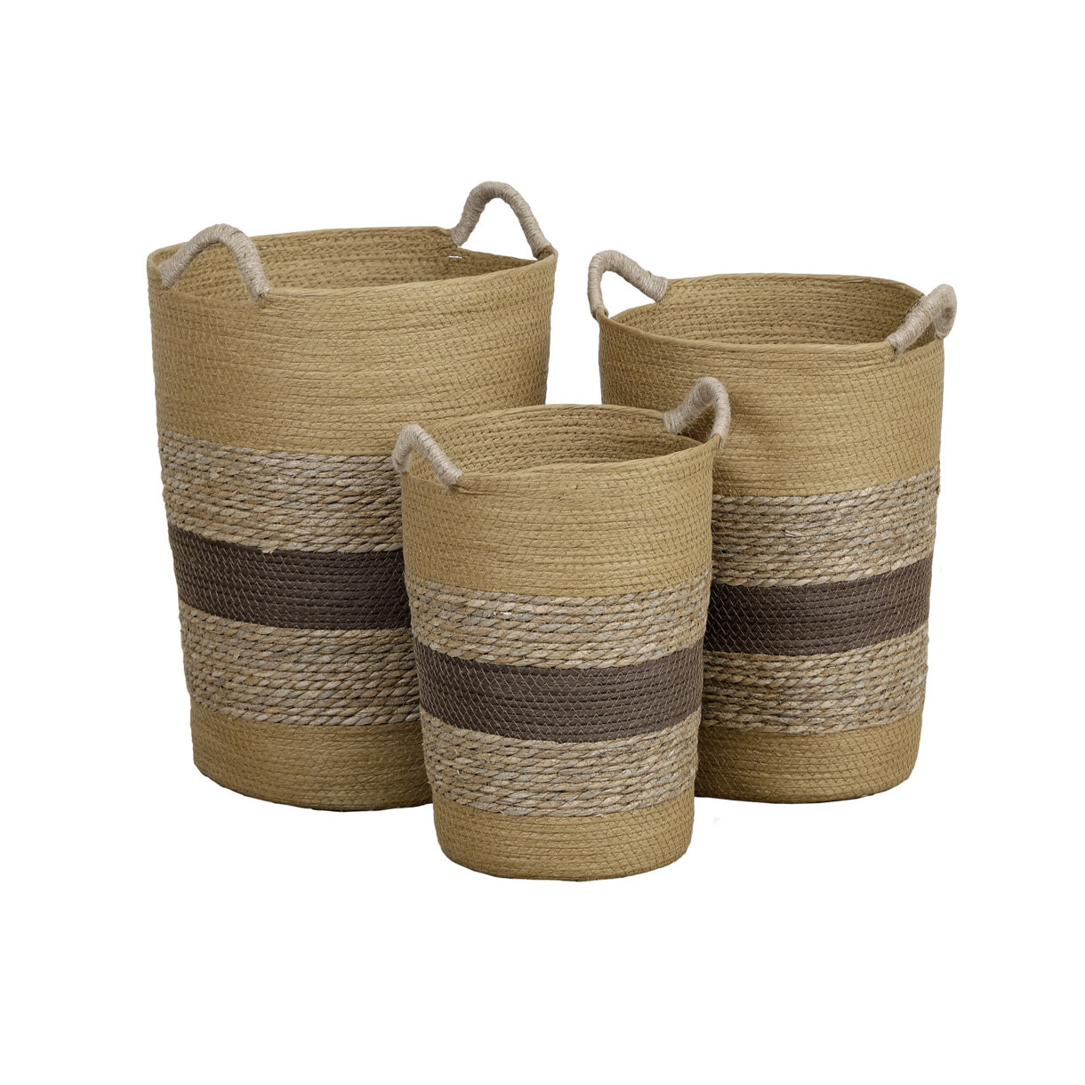 Set di 3 cesti portabiancheria materiale vegetale (H50 cm) Minorque Camel
