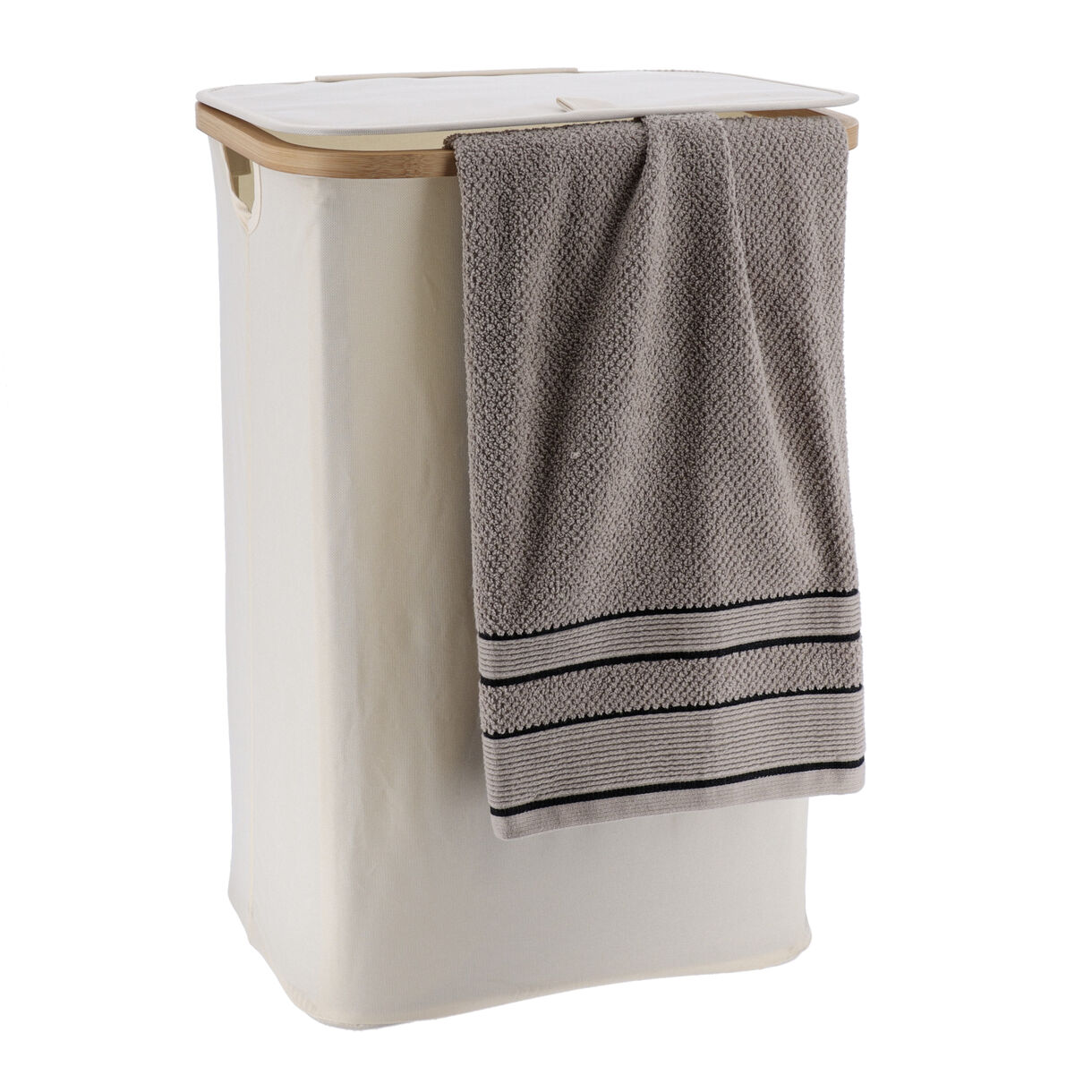 Cesto de ropa rectangular y plegable (H60 cm) Purebamboo Crudo