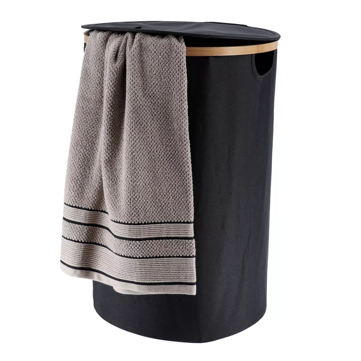 Wasmand rond en opklapbaar (H60 cm) Purebamboo Zwart
