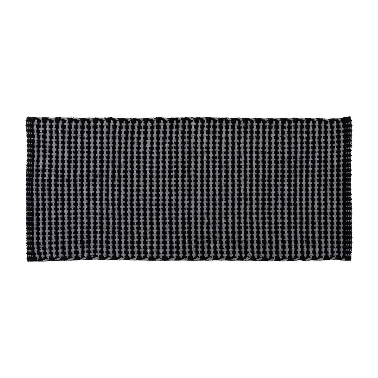 TAPIS POLYESTER/COTON TRESSE 50X120 CM - GRIS ANTHRACITE/NOIR