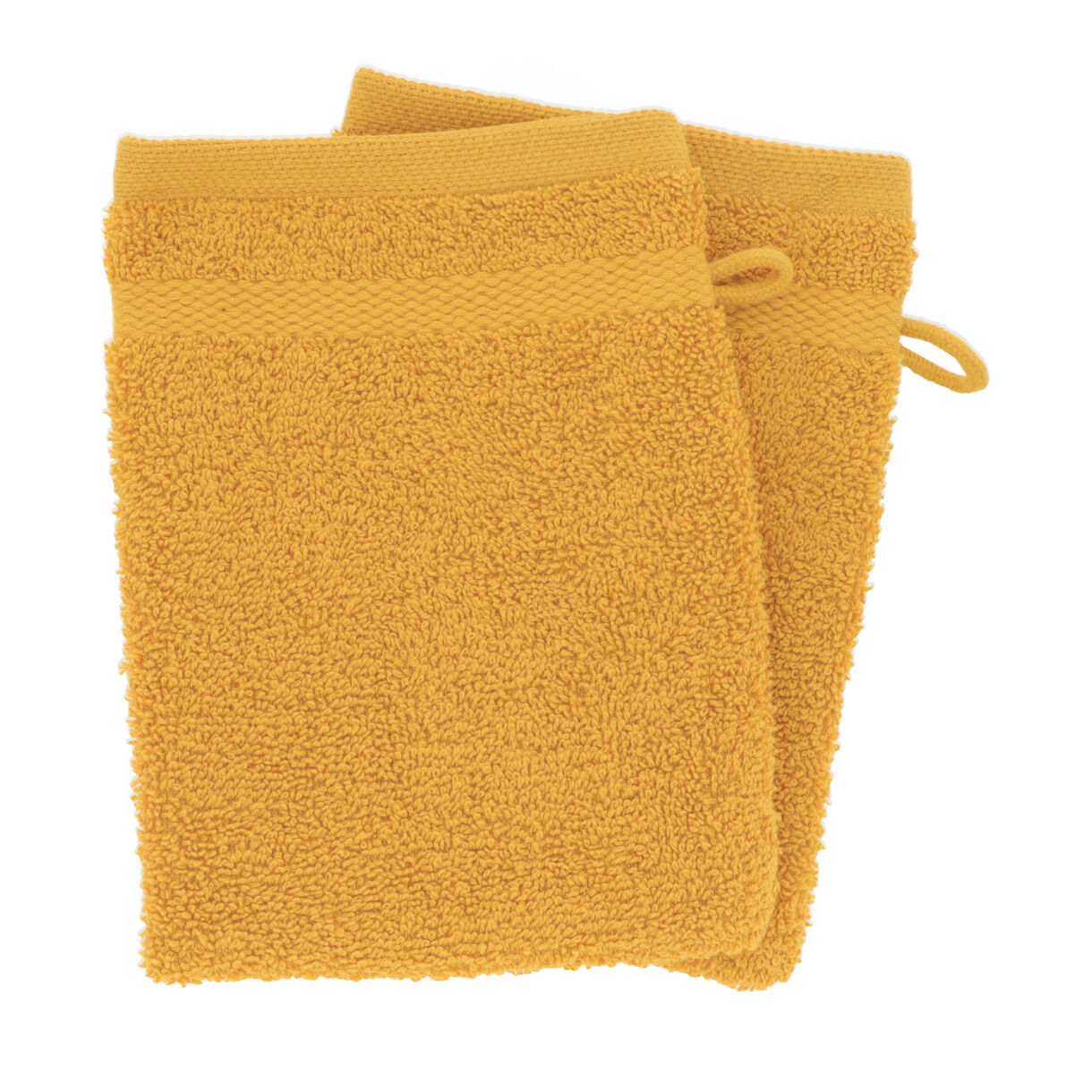 Lot de 2 gants de toilette coton (15 x 21 cm) Timeless Jaune moutarde
