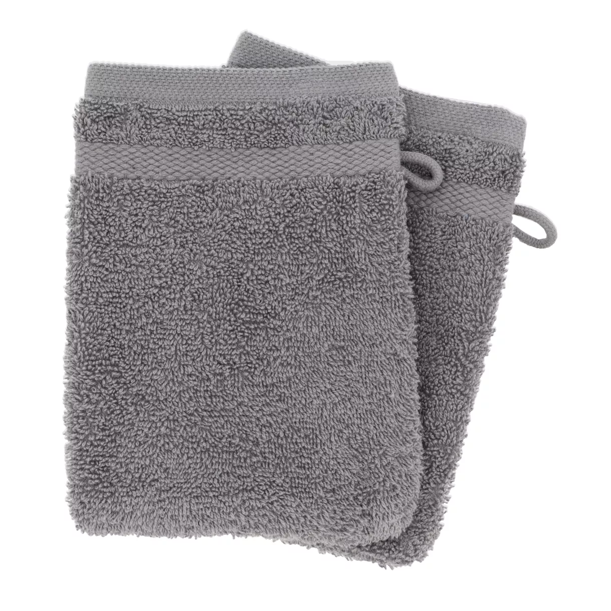 Lot de 2 gants de toilette coton (15 x 21 cm) Timeless Gris