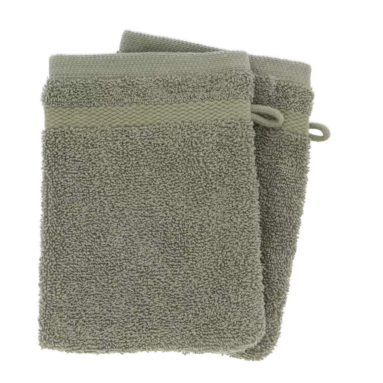 Set van 2 katoenen washandjes (15 x 21 cm) Timeless Kaki Groen