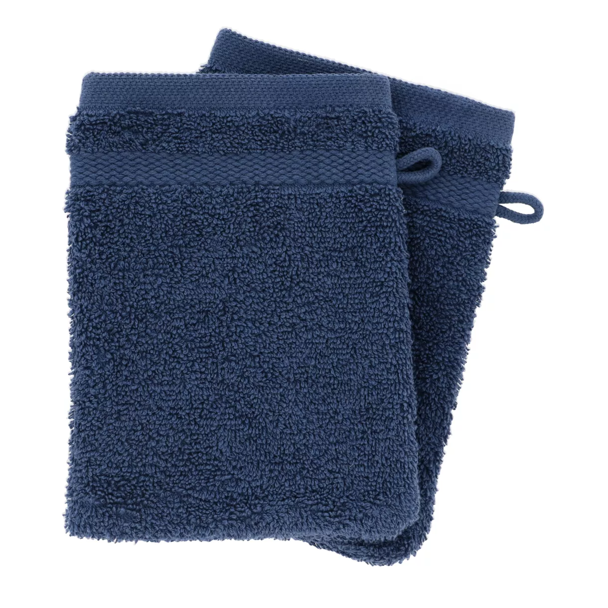Set van 2 katoenen washandjes (15 x 21 cm) Timeless Marineblauw