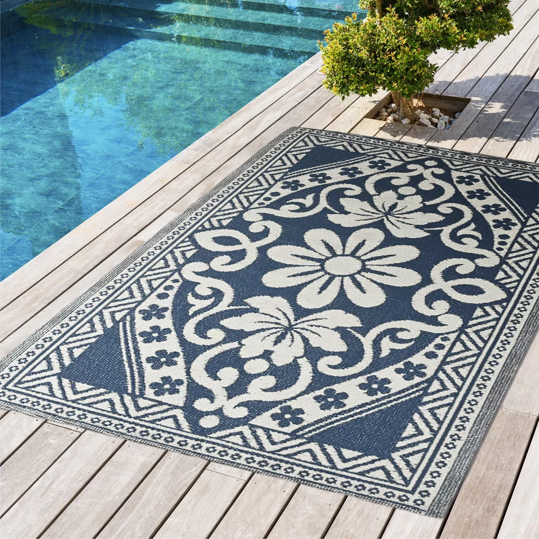 Alfombra de exterior rectangular (160 x 230 cm) Rabat - Azul
