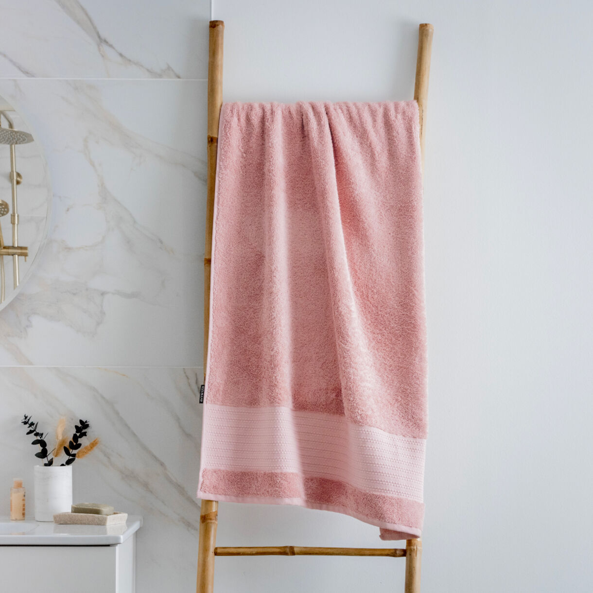 Asciugamano bagno cotone bio (70 x 130 cm) Méline Rosa pesca