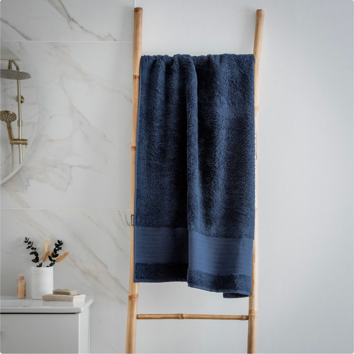 Serviette de bain coton bio (70 x 130 cm) Méline Bleu nuit