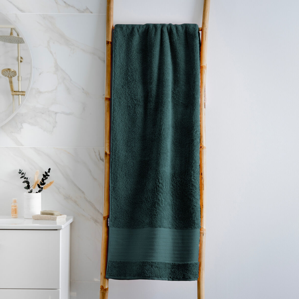 Toalla de baño en algodón bio (90 x 150 cm) Verde esmeralda