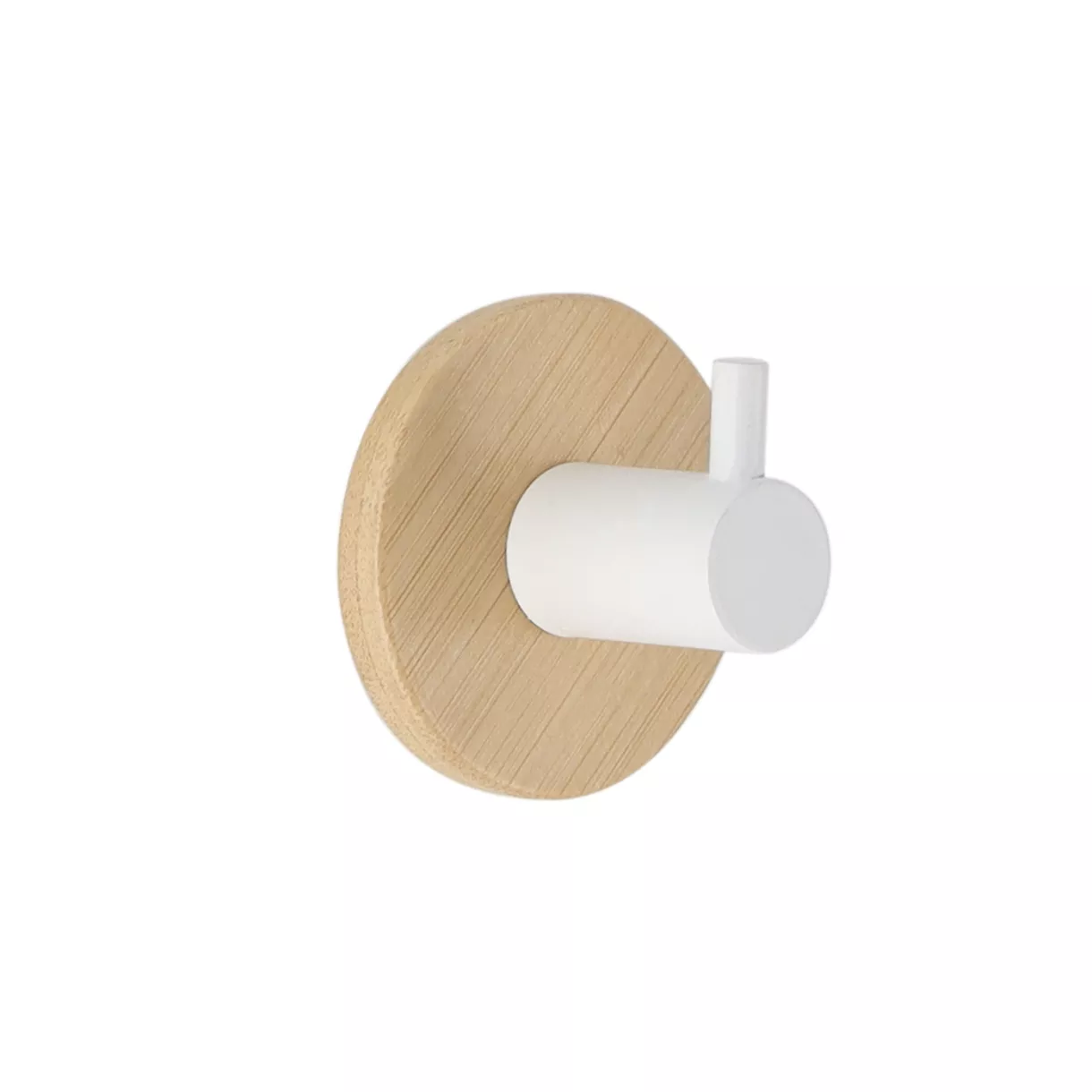 Percha adhesiva 3M bambú (D11 cm) Blanco