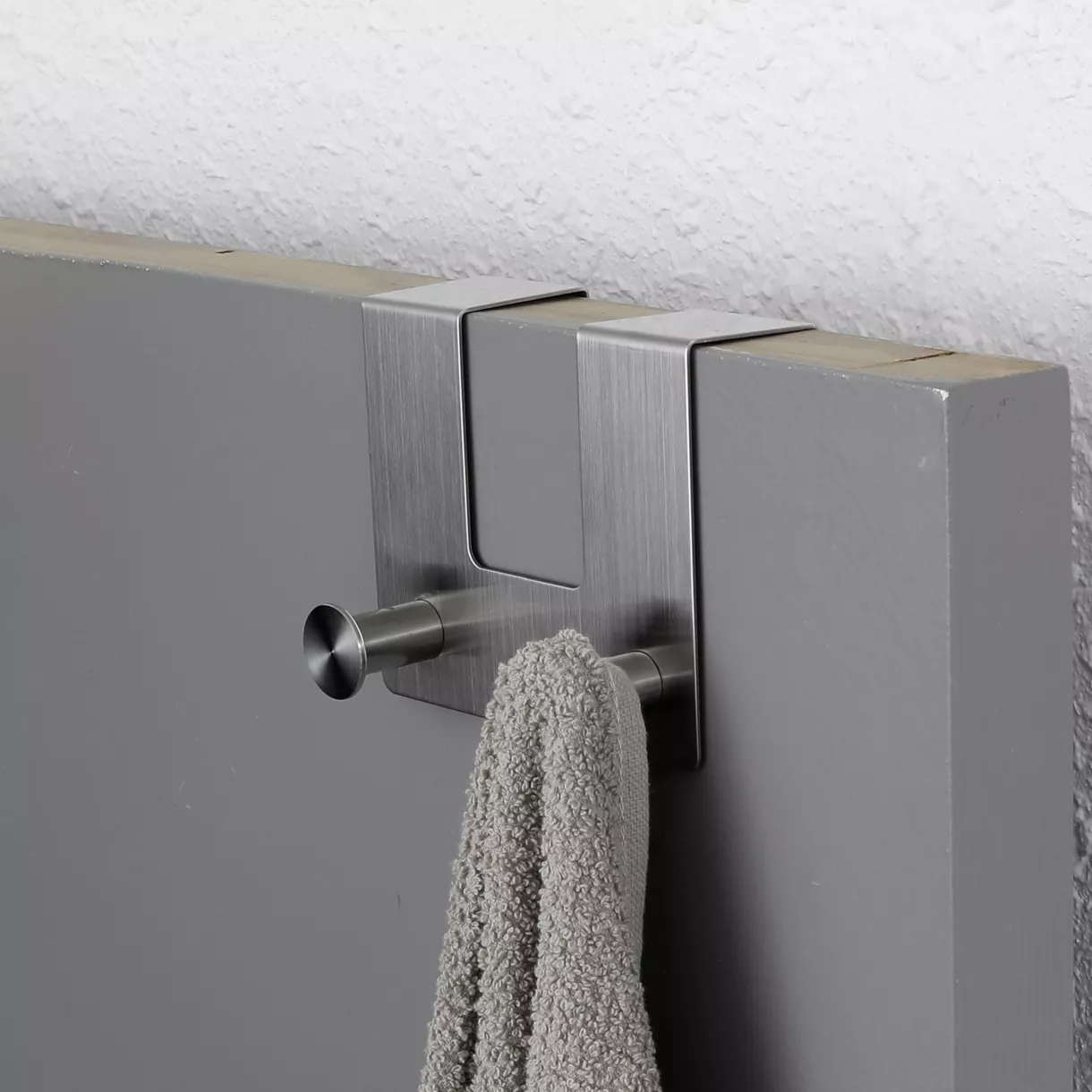 PATERE ACIER INOXYDABLE 2 CROCHETS  POUR PORTE - CHROME