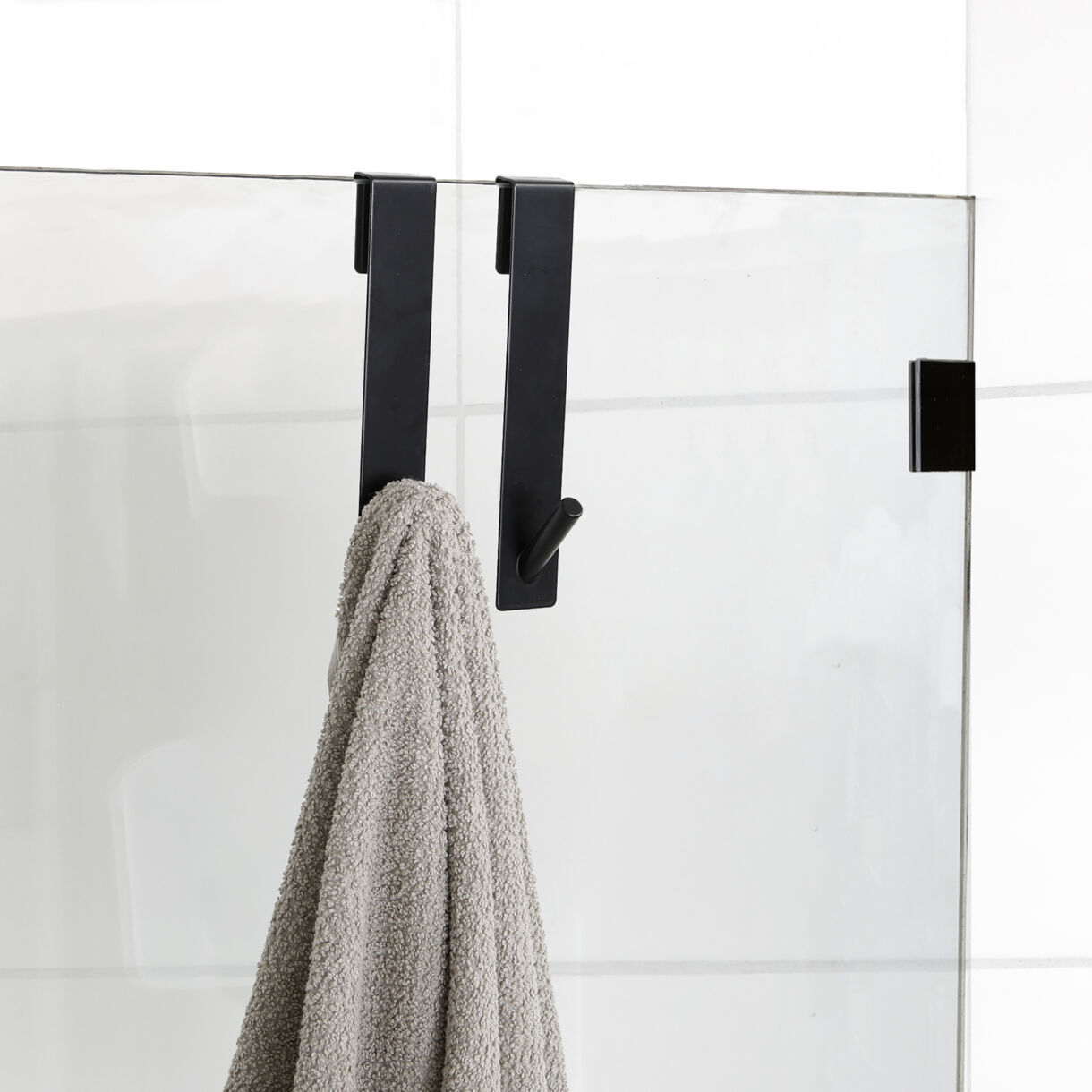 Juego de 2 Percheros  para colgar especial para Panel de ducha (H5cm) Negro