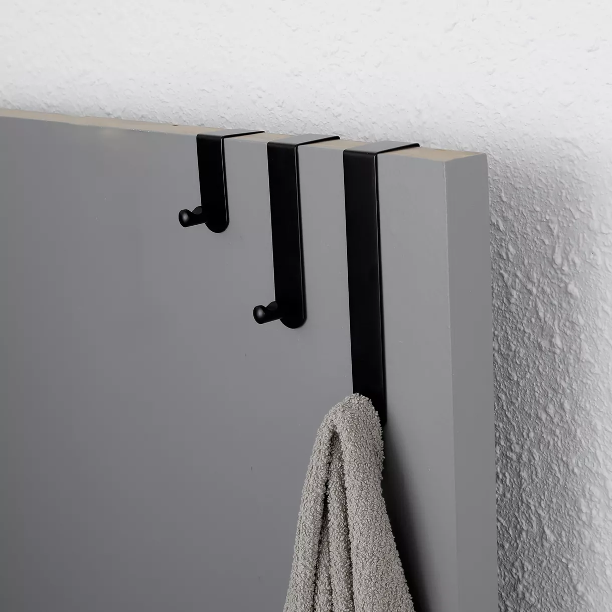 Set van 3 deurhaken roestvrij staal (H7-13-19 cm) Zwart
