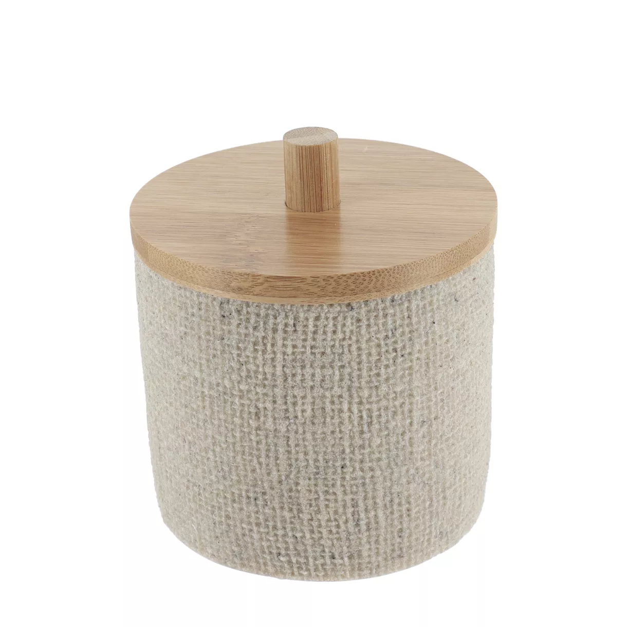 Caja para algodón con tapa (D10 cm) efecto Malla Beige