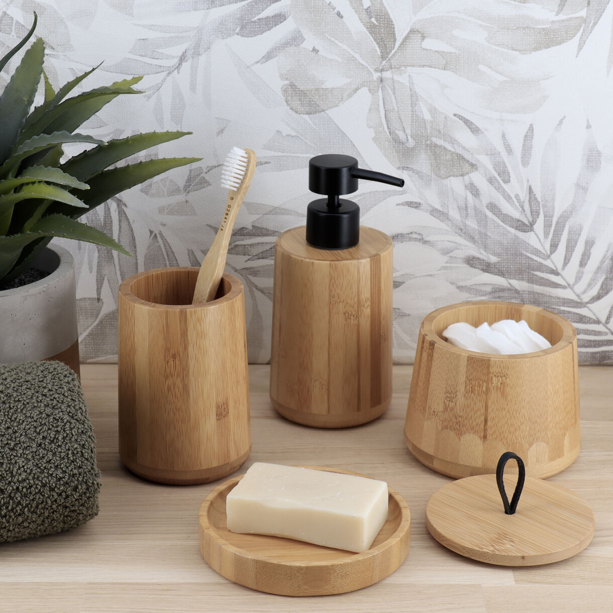 Set de accesorios de baño bambú Hawaï Natural