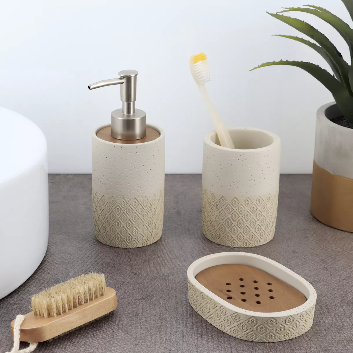 Badkamer set gegraveerd Casablanca Natuurlijk