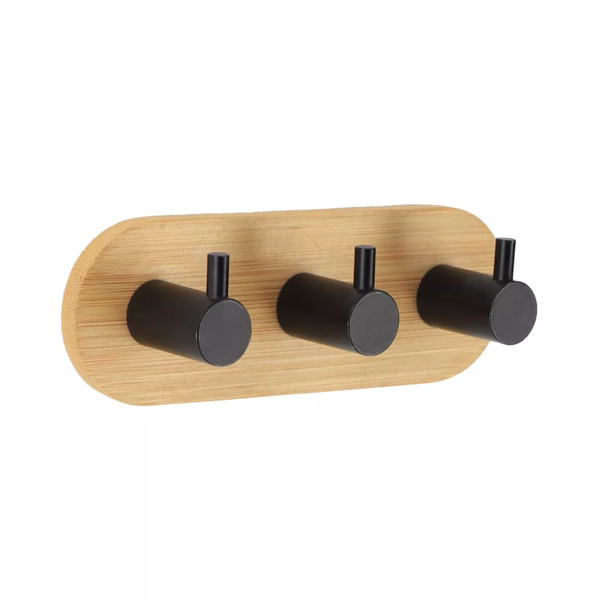 Percha adhesiva 3M bambú 3 ganchos (L16 cm) Negro