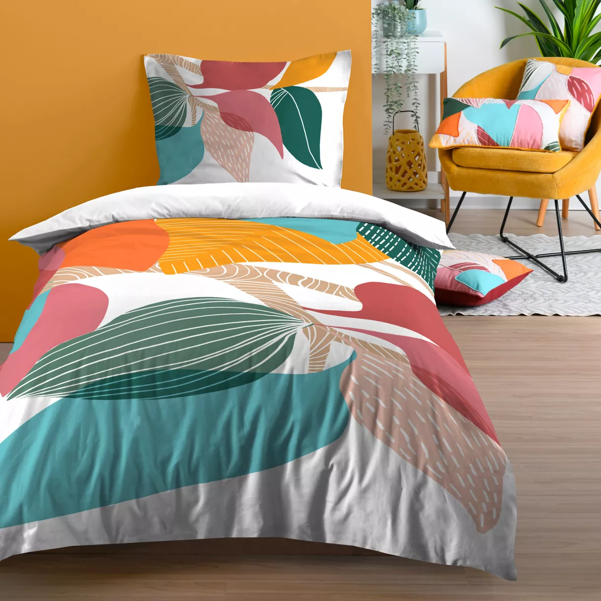 Copripiumino e federa cotone (140 x 200 cm) Frida Multicolore