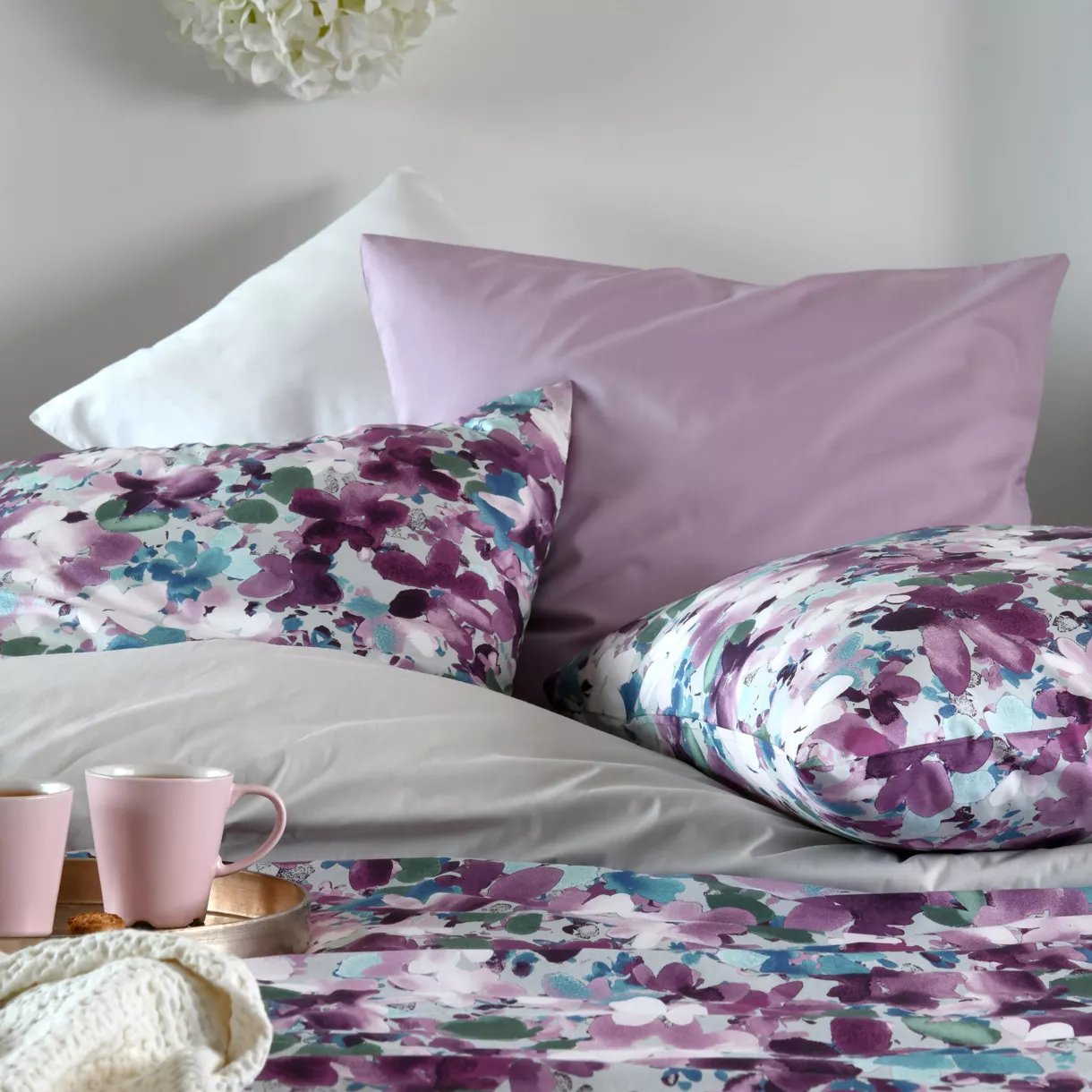 Funda de almohada rectangular en percal de algodón (50 x 70 cm) Pervenche Violeta púrpura