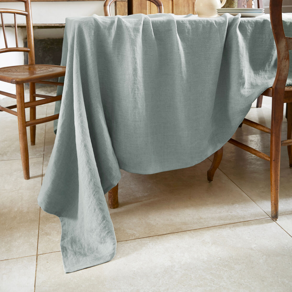 Mantel rectangular lino lavado (L250 cm) Louise Verde eucalipto 1
