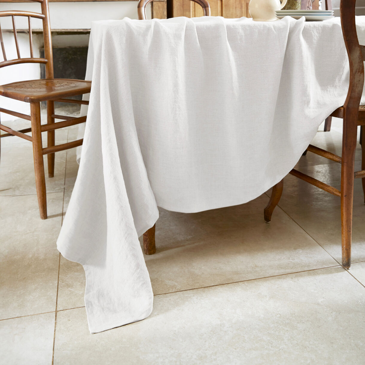 Rechteckige Tischdecke aus gewaschenem Leinen (L350 cm) Louise Weiß 1