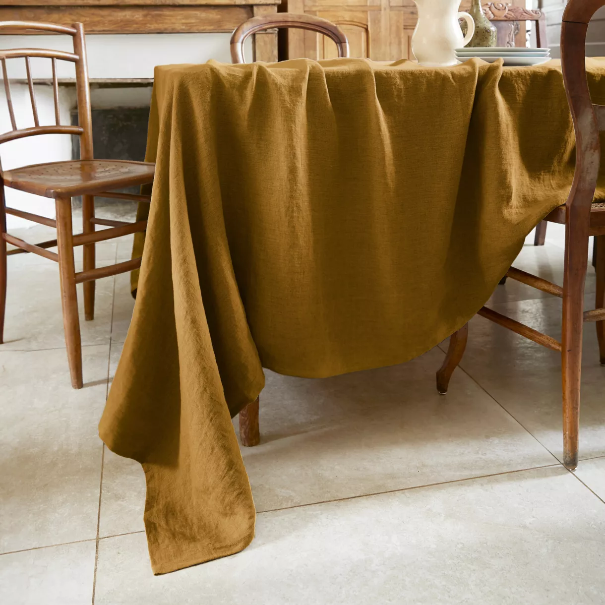 Mantel rectangular lino lavado (L250 cm) Louise Caramelo 1