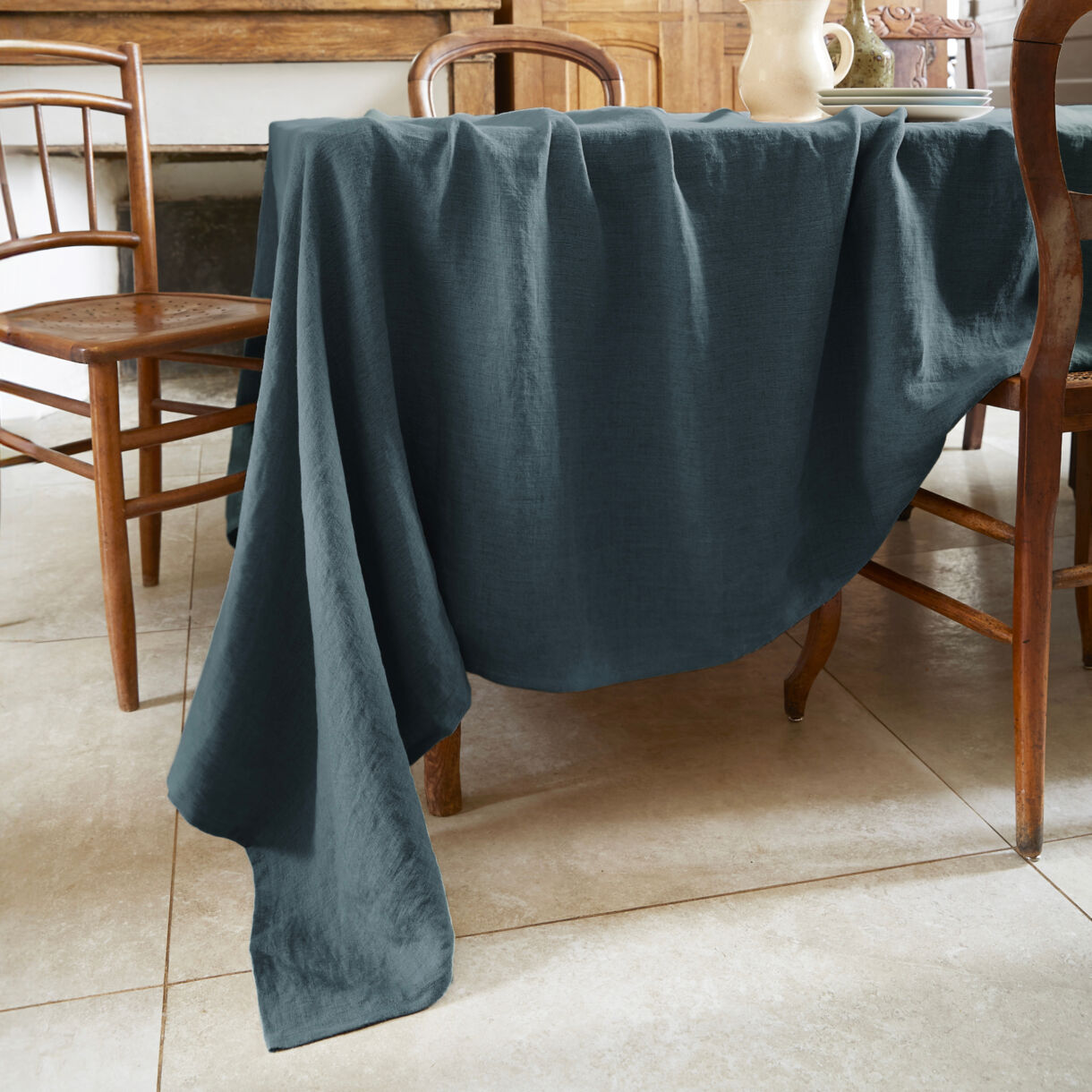 Mantel rectangular lino lavado (L250 cm) Louise Gris pizarra 1