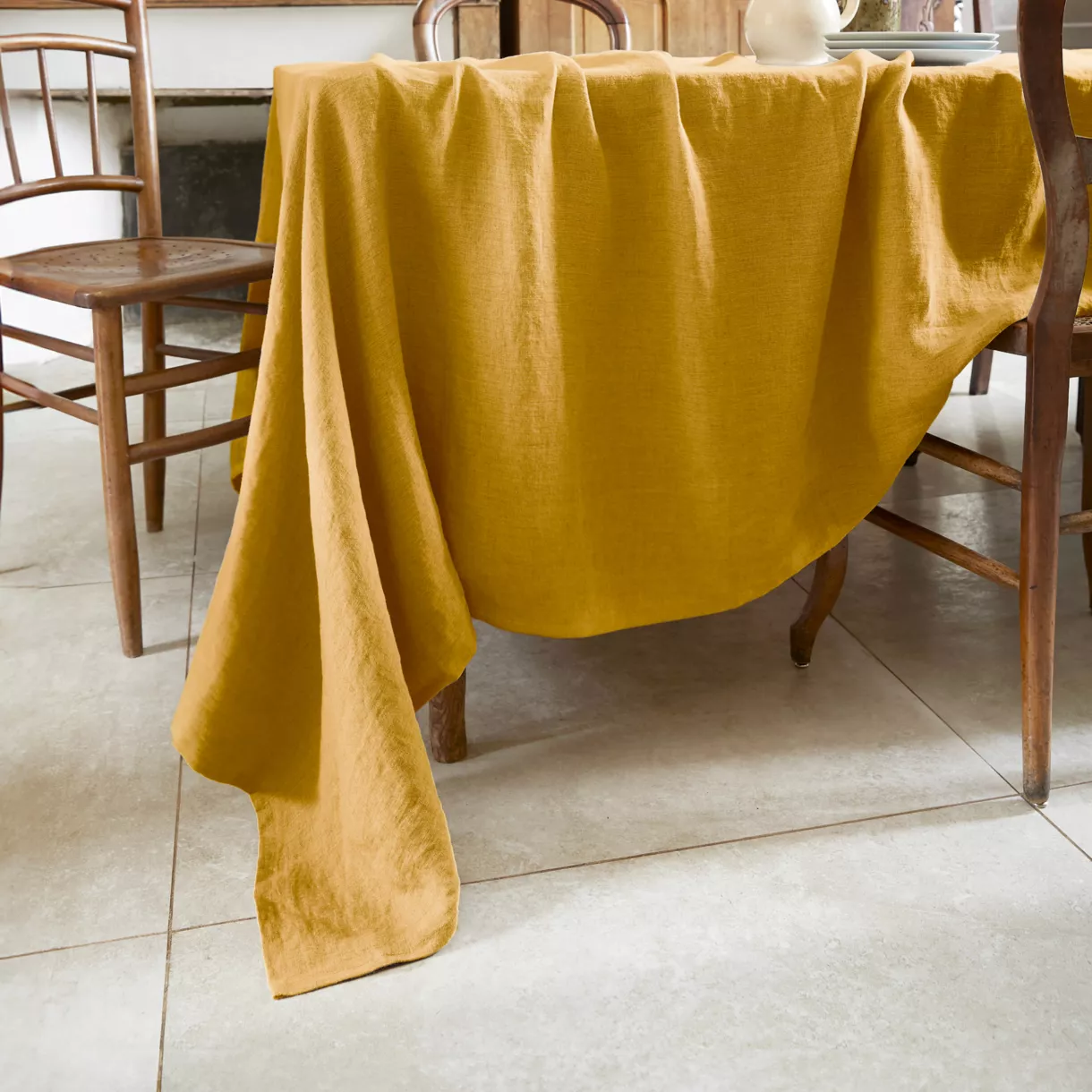 Tovaglia rettangolare lino lavato (L350 cm) Louise Giallo senape 1