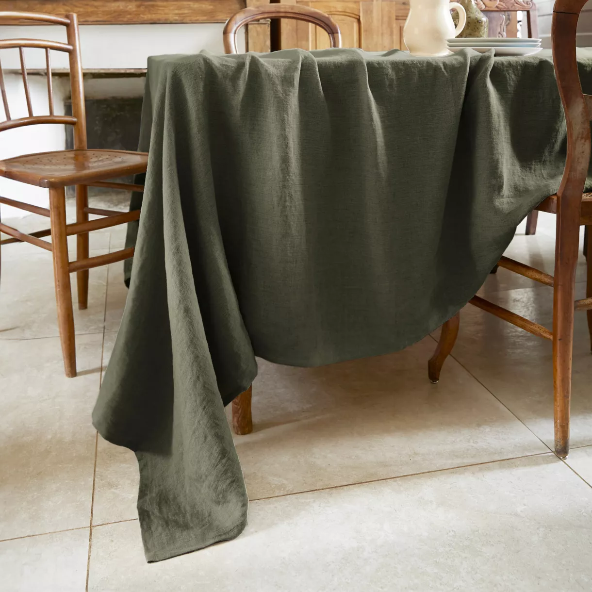Tovaglia rettangolare lino lavato (L350 cm) Louise Verde rosmarino 1
