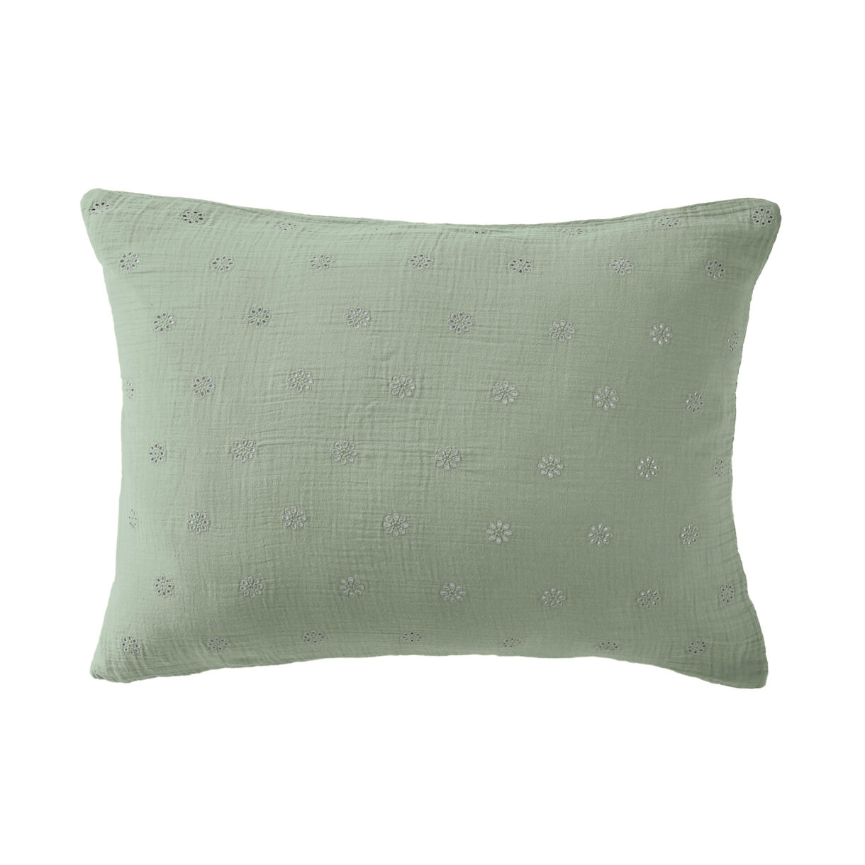 Funda de almohada rectangular de gasa de algodón (50 x 70 cm) Gaïa Boho Verde eucalipto