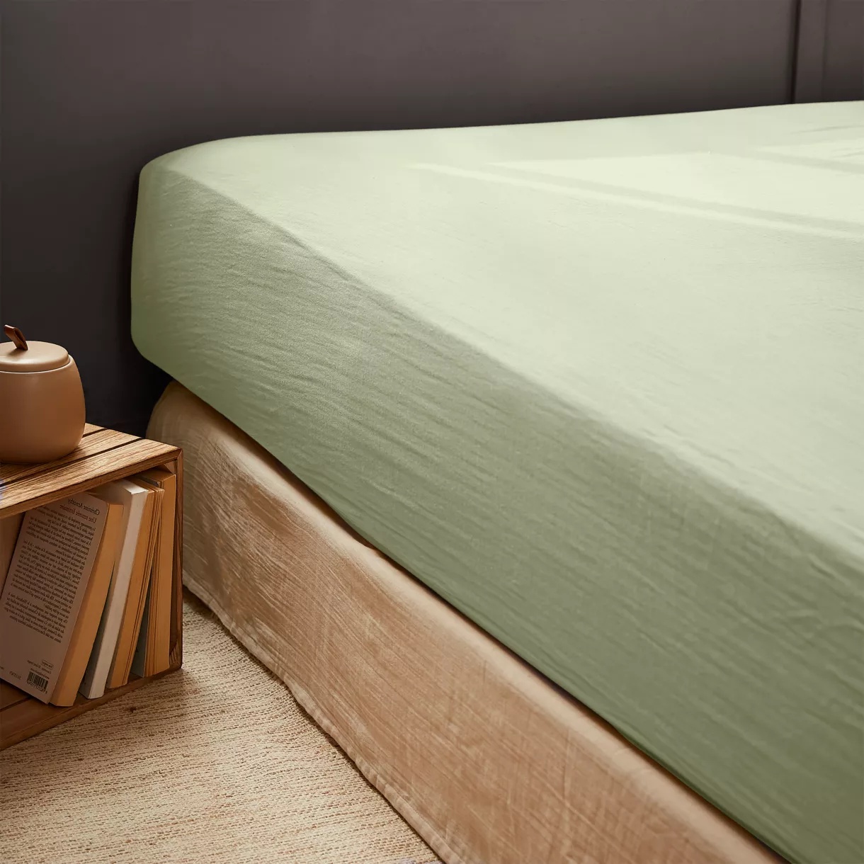 Lenzuolo con angoli di cotone (90 x 200 cm) Gaïa Verde tiglio