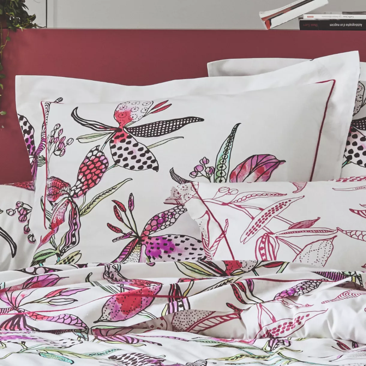Funda de almohada cuadrada en algodón (65 x 65 cm) Pénélope Rosa
