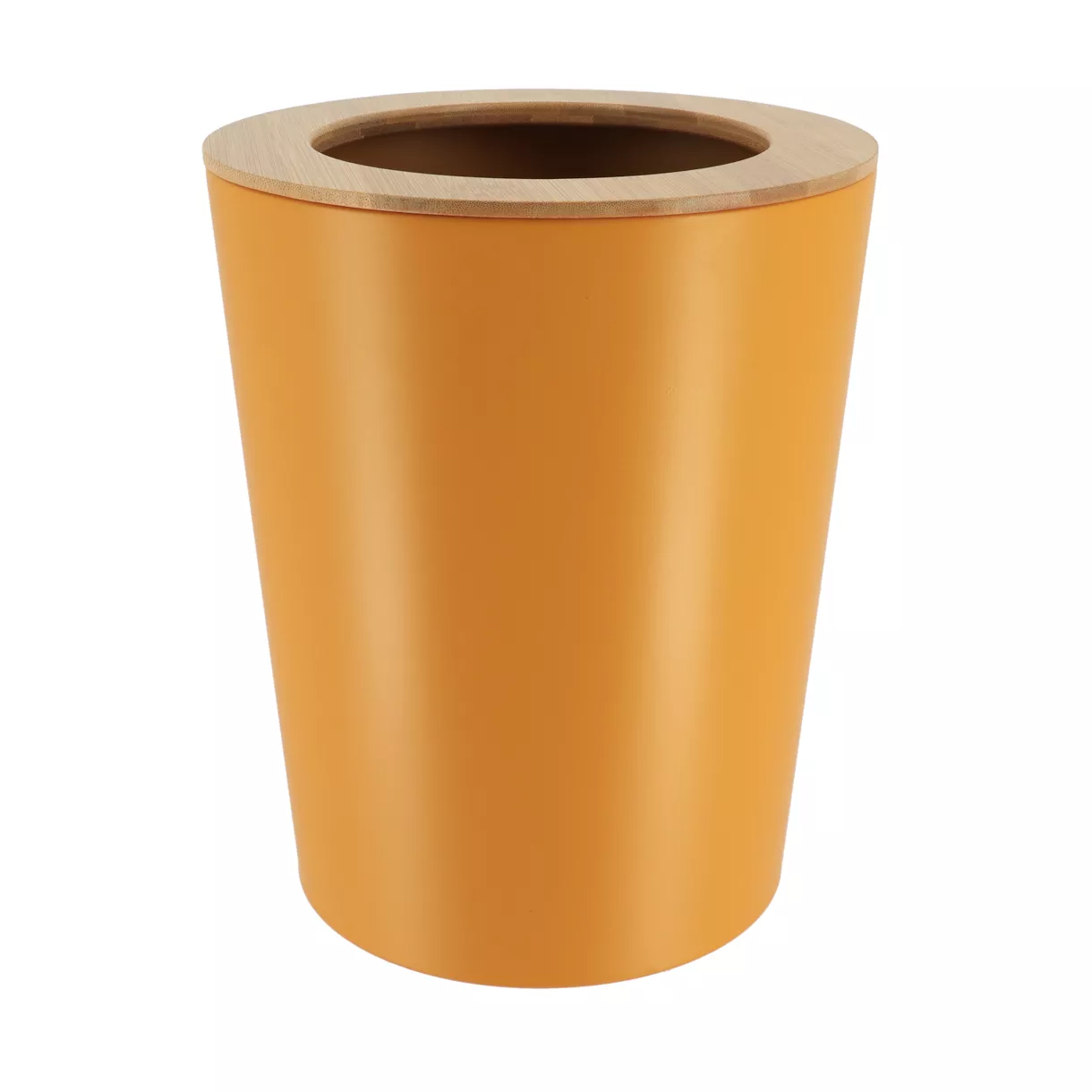 POUBELLE METAL EVASEE AVEC COUVERCLE BAMBOU 5L - MOUTARDE/BAMBOU