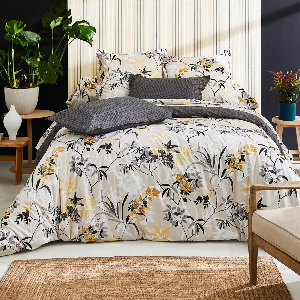 Funda nórdica en percal de algodón (260 x 240 cm) Asia Beige
