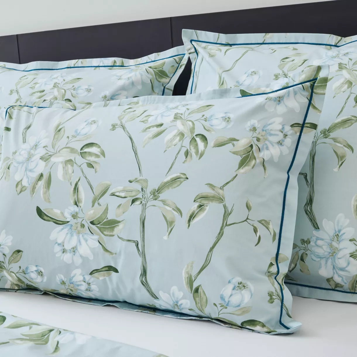Funda de almohada rectangular en percal de algodón (50 x 70 cm) Eléna Nil Verde