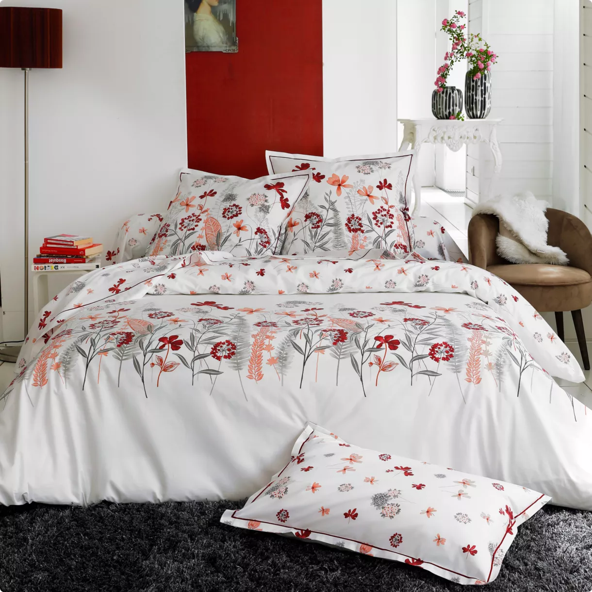 Housse de couette percale de coton (240 cm) Petite folie Rouge