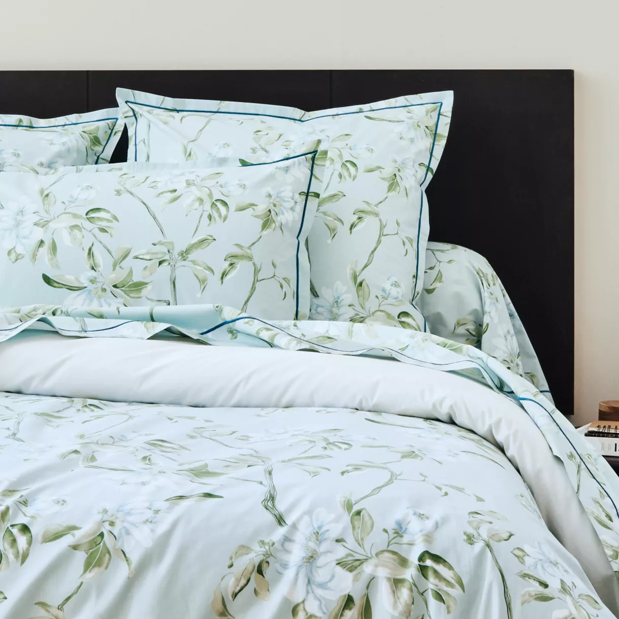 Funda de almohada en percal de algodón (L200 cm) Eléna Nil Verde