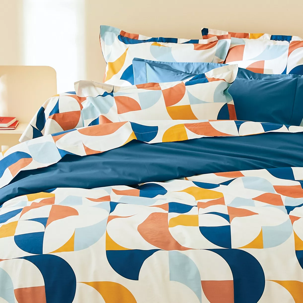 Funda de almohada en percal de algodón (L200 cm) Módulo Multicolor