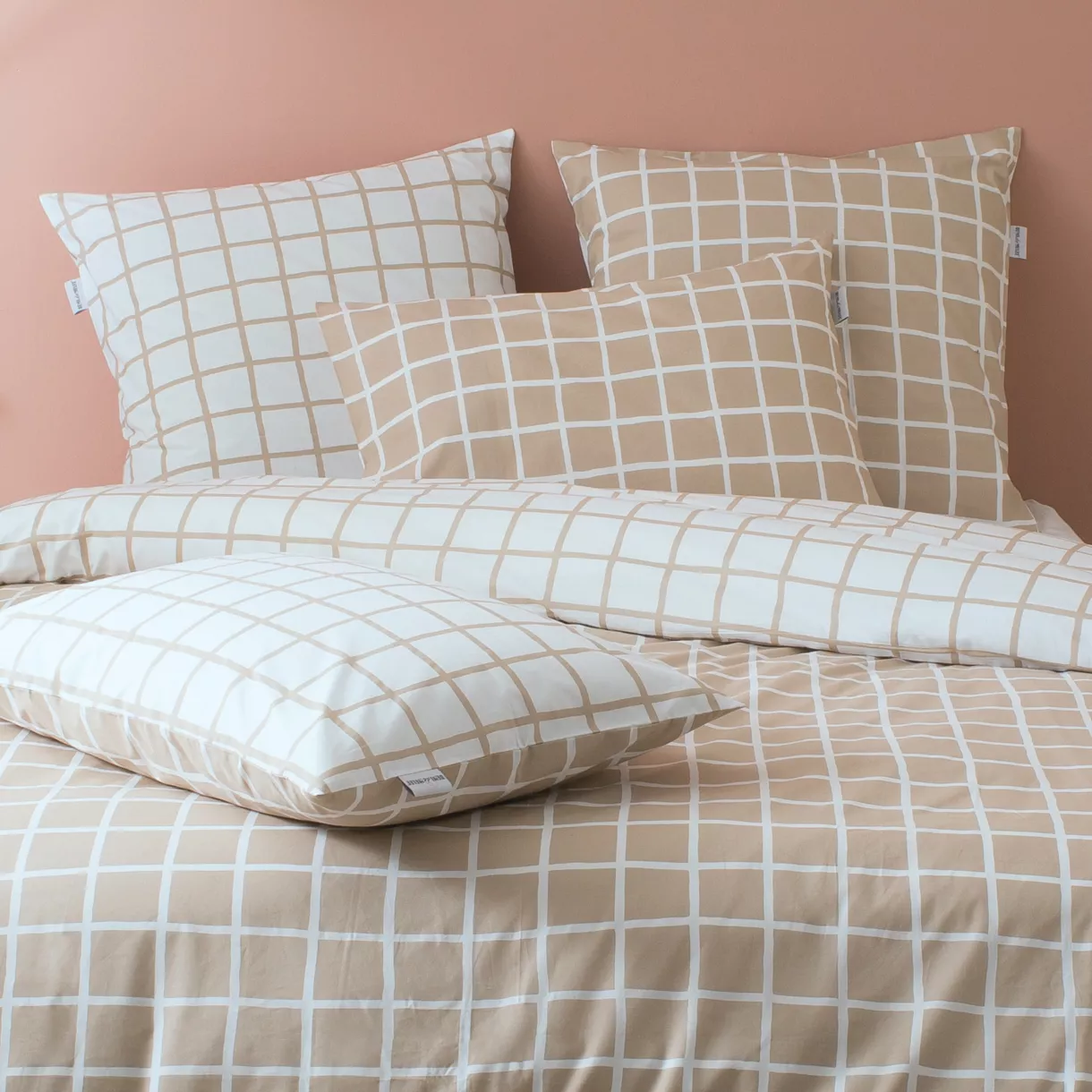 Funda de almohada cuadrada en percal de algodón (65 x 65 cm) Max Beige