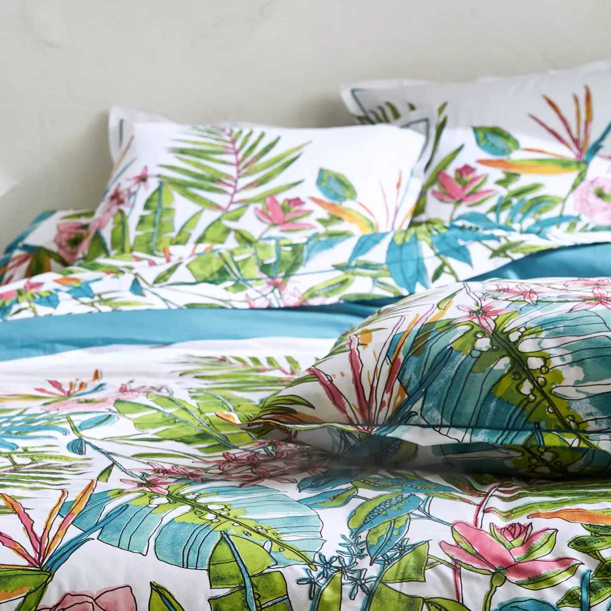 Funda de almohada cuadrada en algodón (65 x 65 cm) Sumatra Paon Multicolor