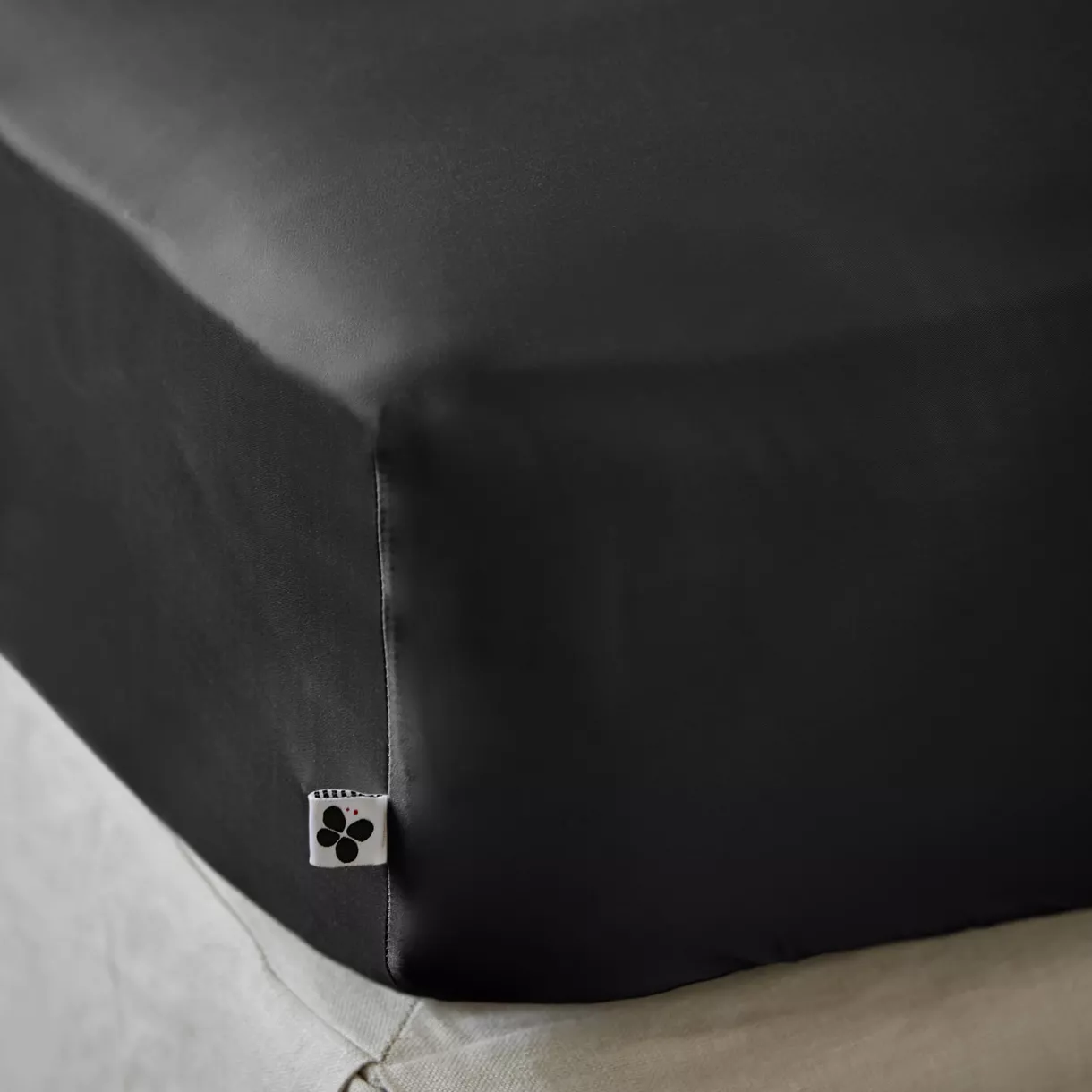 Drap housse satin de bambou (180 x 200 cm) Salomé Noir